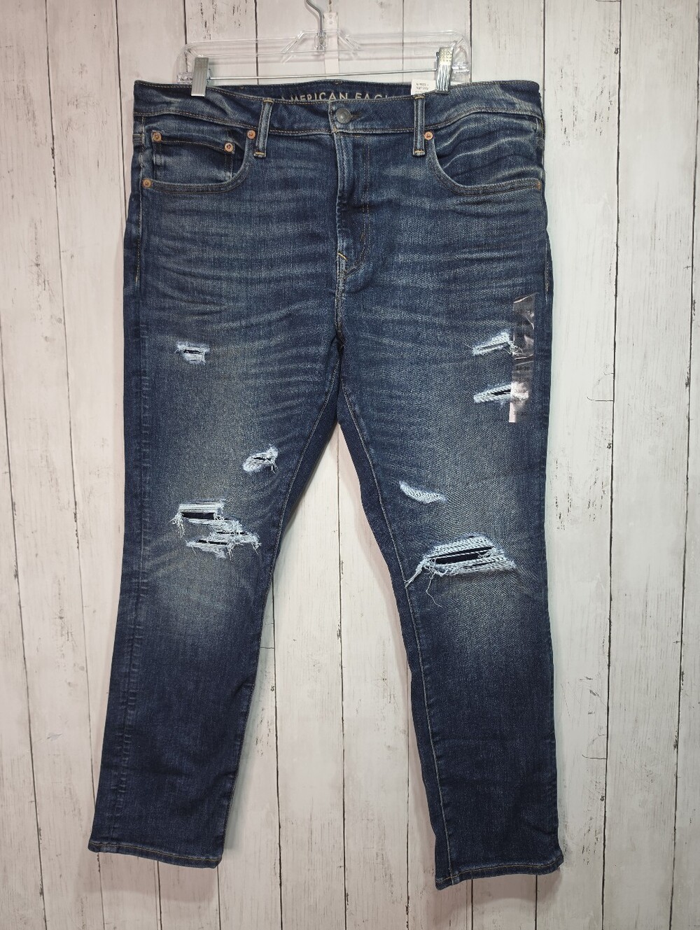 NWT American Eagle Mens AirFlex+Temp Tech Athletic Skinny Distressed Jeans 38x30